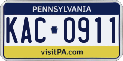 PA license plate KAC0911