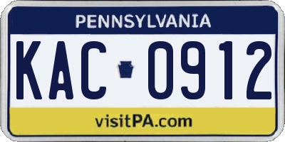 PA license plate KAC0912