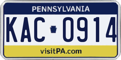 PA license plate KAC0914