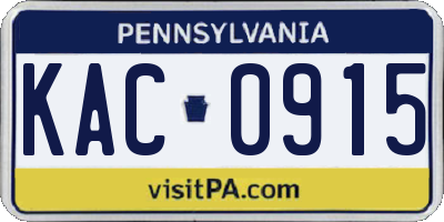 PA license plate KAC0915