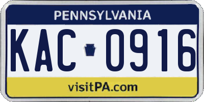PA license plate KAC0916