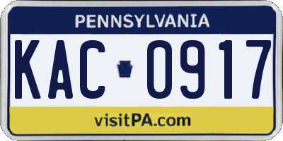 PA license plate KAC0917