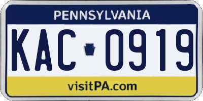 PA license plate KAC0919