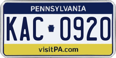 PA license plate KAC0920