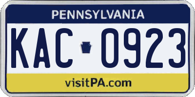PA license plate KAC0923