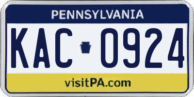 PA license plate KAC0924