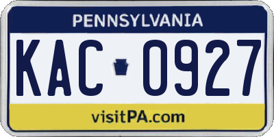 PA license plate KAC0927
