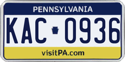 PA license plate KAC0936