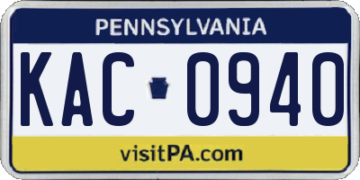 PA license plate KAC0940