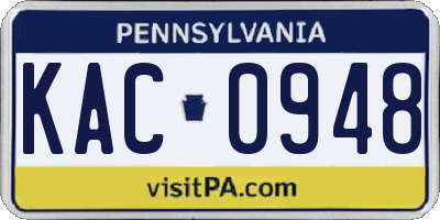 PA license plate KAC0948
