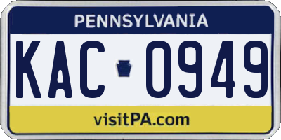 PA license plate KAC0949