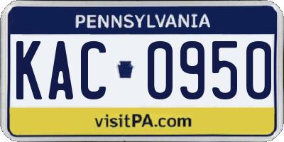 PA license plate KAC0950
