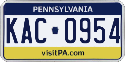 PA license plate KAC0954