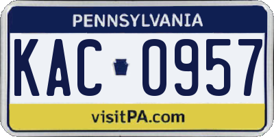 PA license plate KAC0957