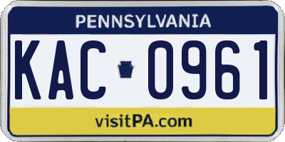 PA license plate KAC0961