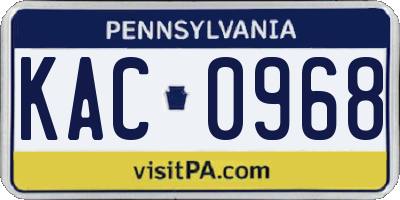PA license plate KAC0968