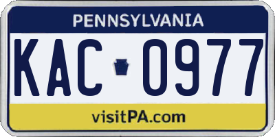 PA license plate KAC0977
