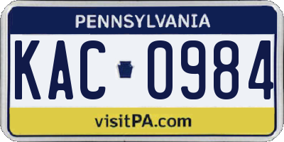 PA license plate KAC0984