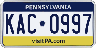 PA license plate KAC0997