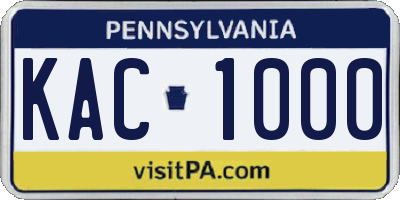 PA license plate KAC1000