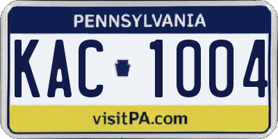 PA license plate KAC1004