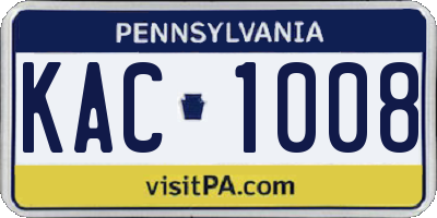 PA license plate KAC1008