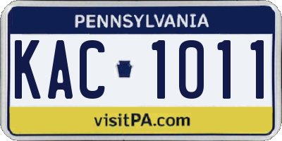 PA license plate KAC1011