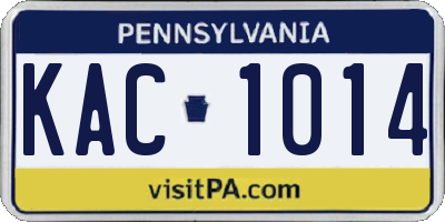 PA license plate KAC1014