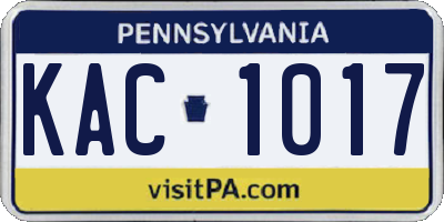 PA license plate KAC1017