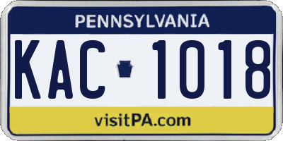 PA license plate KAC1018