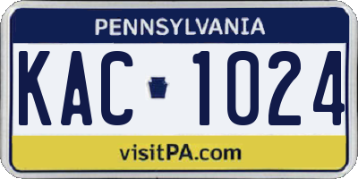 PA license plate KAC1024