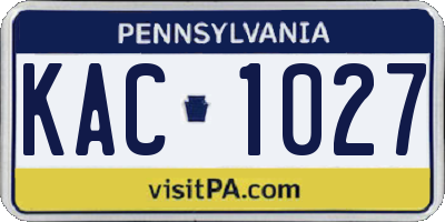 PA license plate KAC1027