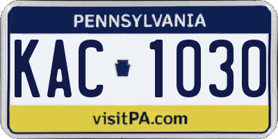 PA license plate KAC1030