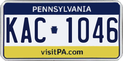 PA license plate KAC1046