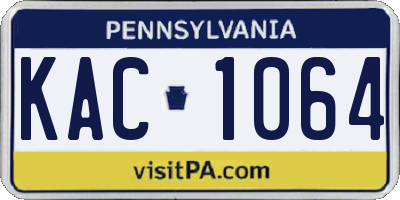PA license plate KAC1064