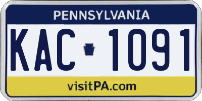PA license plate KAC1091