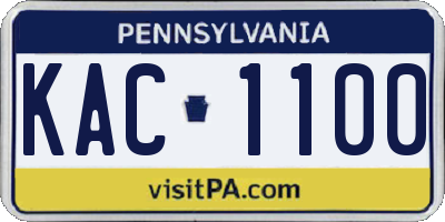 PA license plate KAC1100