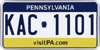 PA license plate KAC1101