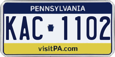 PA license plate KAC1102