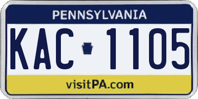 PA license plate KAC1105