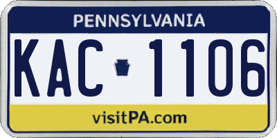PA license plate KAC1106