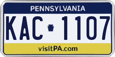 PA license plate KAC1107