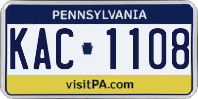 PA license plate KAC1108