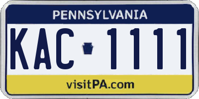PA license plate KAC1111