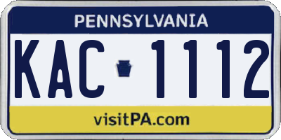 PA license plate KAC1112