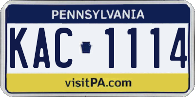 PA license plate KAC1114