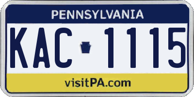 PA license plate KAC1115