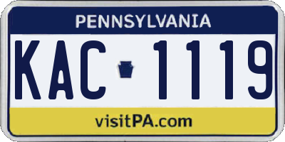 PA license plate KAC1119