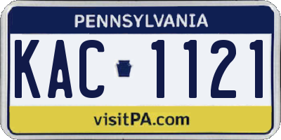 PA license plate KAC1121