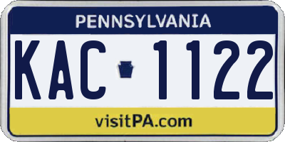 PA license plate KAC1122